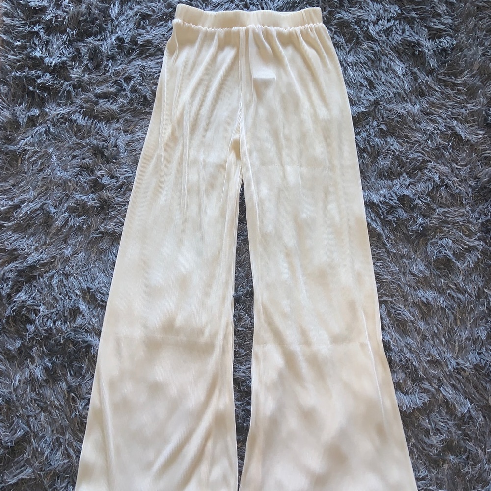 High rise woven wide-leg pants